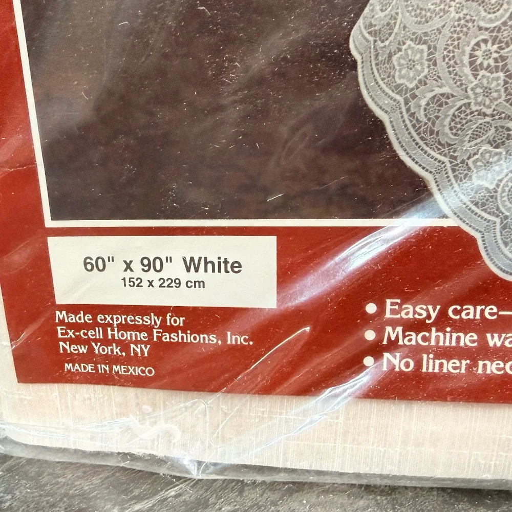 EX-CELL HOME FASHIONS, Inc. Vinyl Lace Tablecloth 60” x 90” White